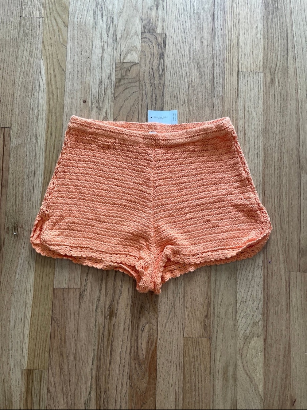 American Eagle Crochet Orange Shorts NWT